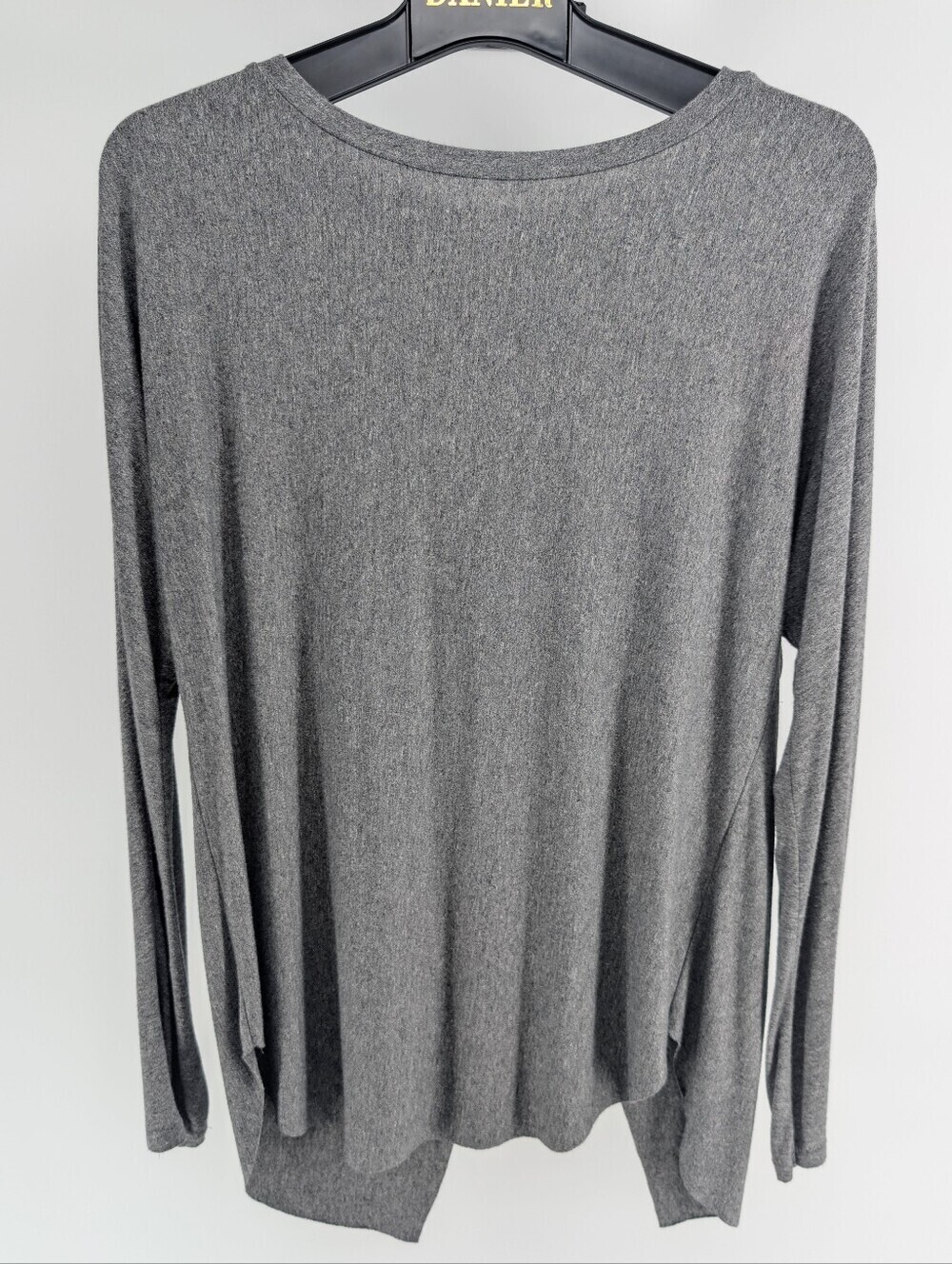 Wilfred Heather Gray Long Sleeve Crewneck Top With Split Back